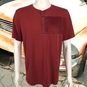 WOODS Short Sleeve Tee, 5 Decorative Buttons and Functional Front Zipper…